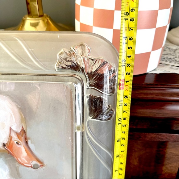 Sweet Goose Ribbon Bow Canvas Art Print Heavy Glass Vintage Ginkgo Frame Duck - Picture 8 of 9